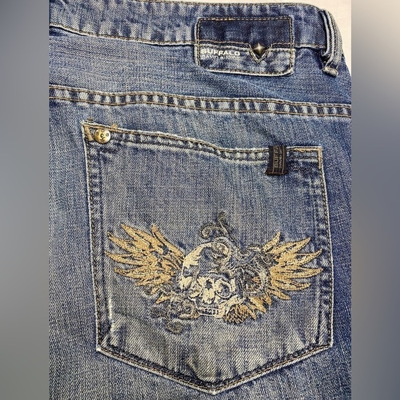 Buffalo Men’s blue denim mid rise zip up jeans 36x34” western rock cowboy - Picture 11 of 12